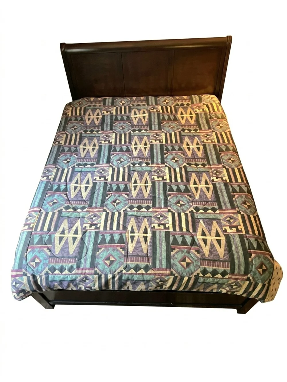 Vintage 90s Springs Southwestern Twin Comforter Set Teal Purple Geometric Aztec